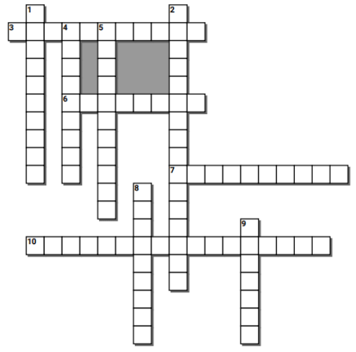 April crossword puzzle, questions listed below