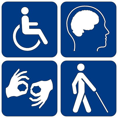 decorative image showing disability symbols