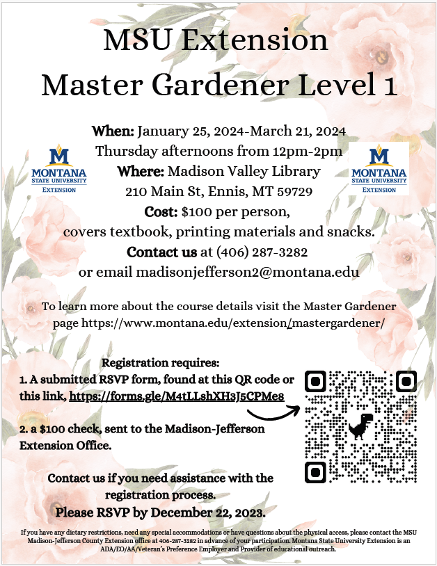 Master Gardener Level One in Ennis flyer