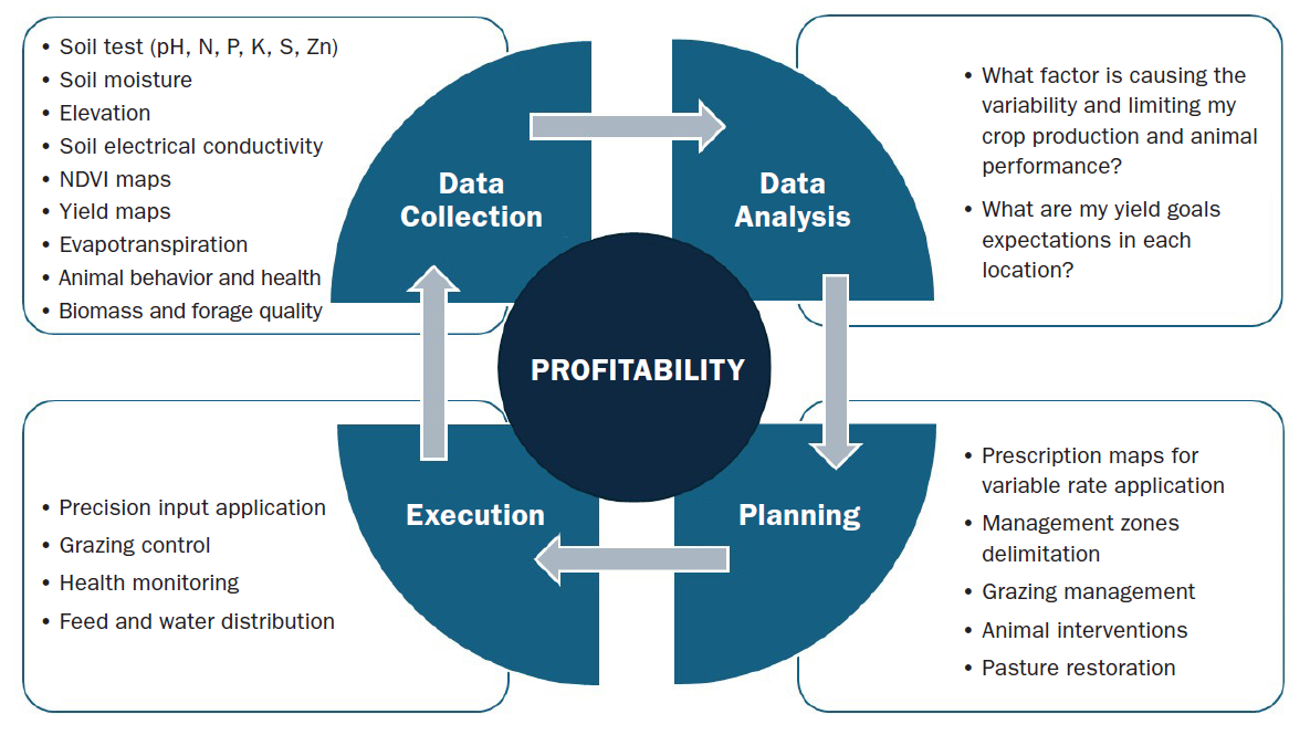 a graph showing the process of using precision agriculture
