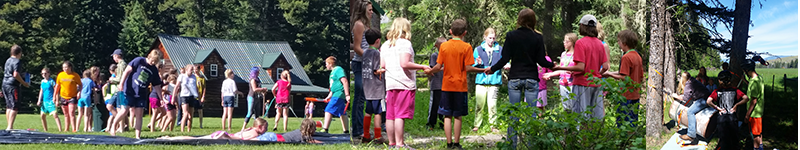 Photo banner of kids having fun at camp.