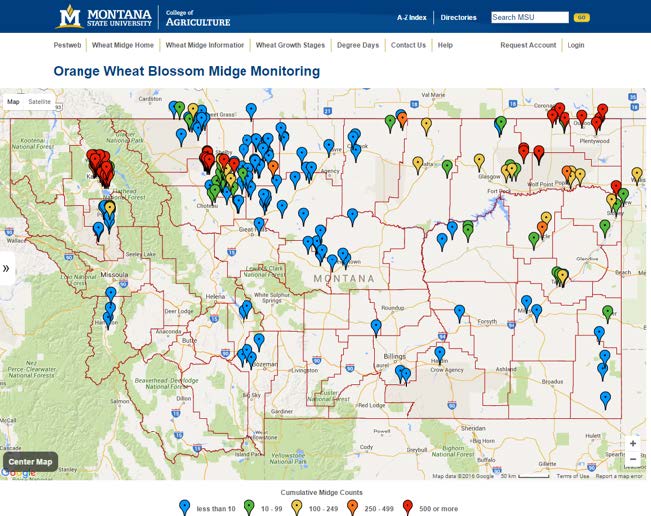 Figure 3: Montana map with markers for locations found in Table 1