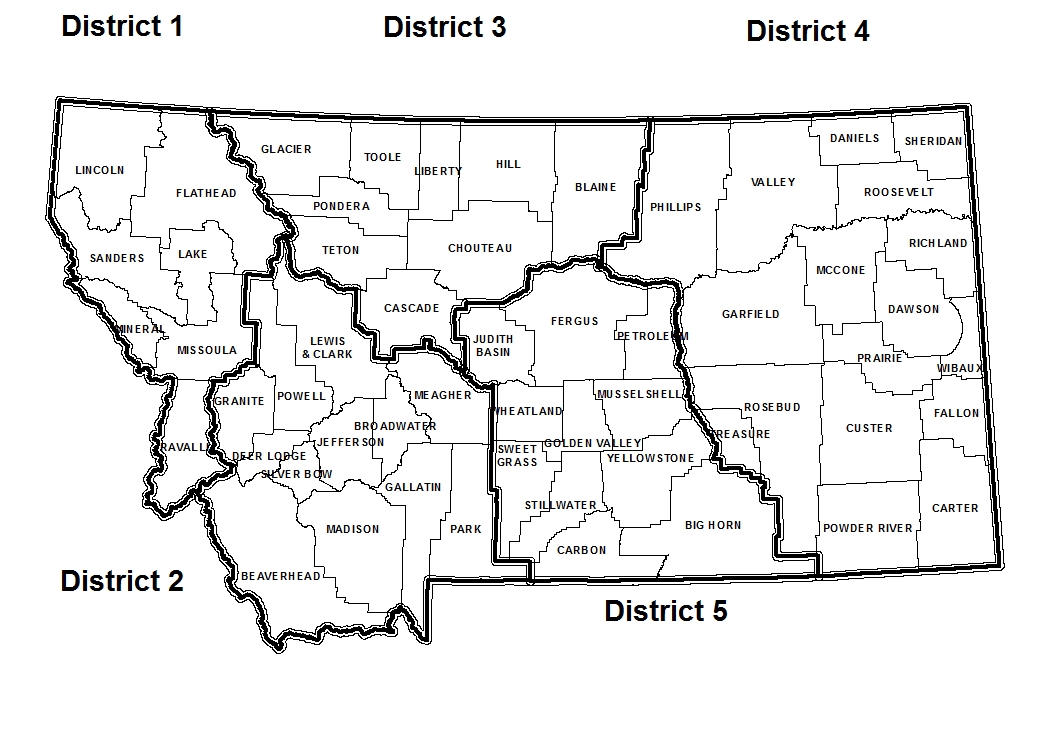 Map of Montana private applicator districts