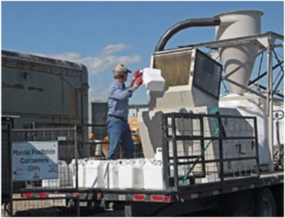 Photo of a truck-mounted plastic recycling system