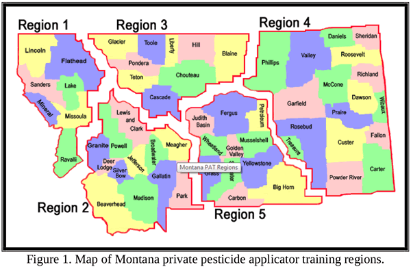 Map showing all Montana PAT regions by county (listed below)