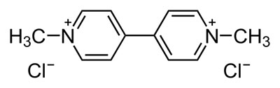 Simple graphic depicting the chemical structure of paraquat