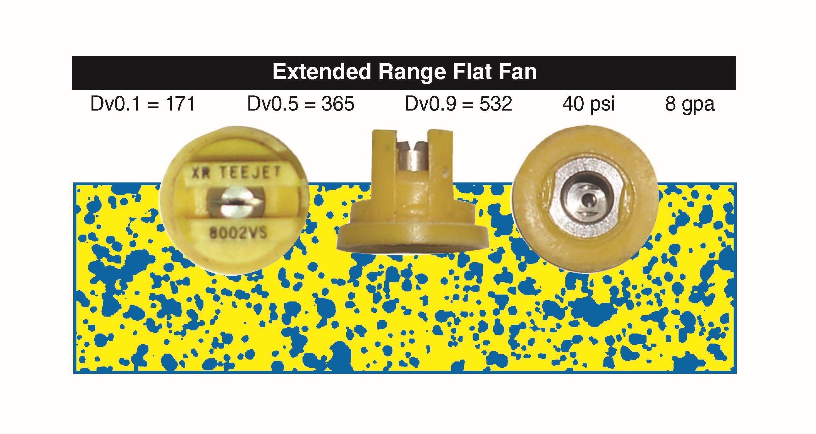 Extended range flat fan nozzle