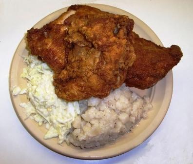 Chicken, potato salad, cole slaw