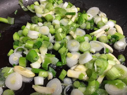 Sautéed scallions and garlic