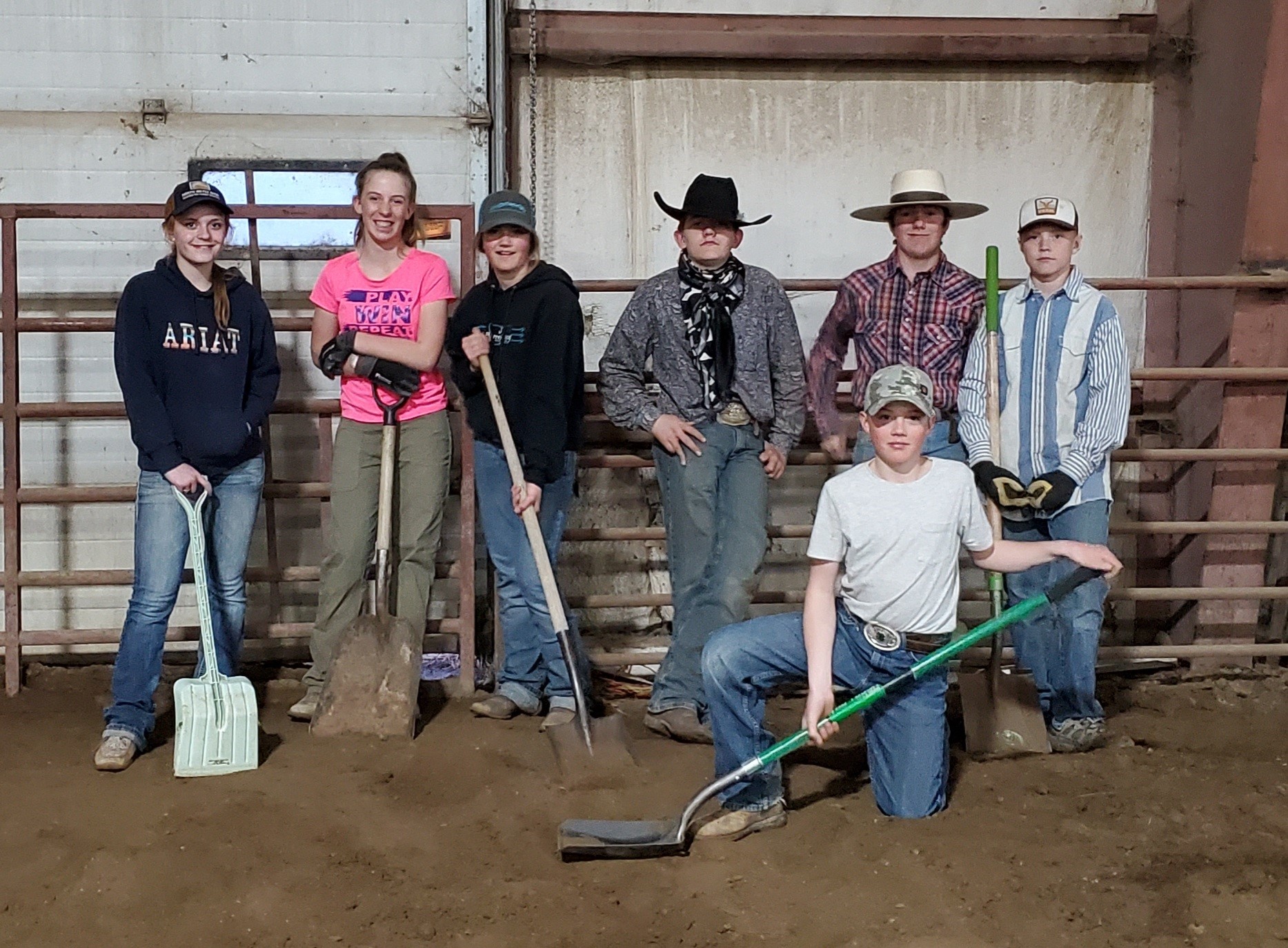 4-H Horse club members helped clean the 406 Arena for their service project day.