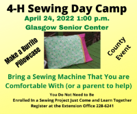 Sewing Day Camp flyer with information