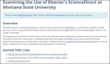 Use of Elsevier's ScienceDirect