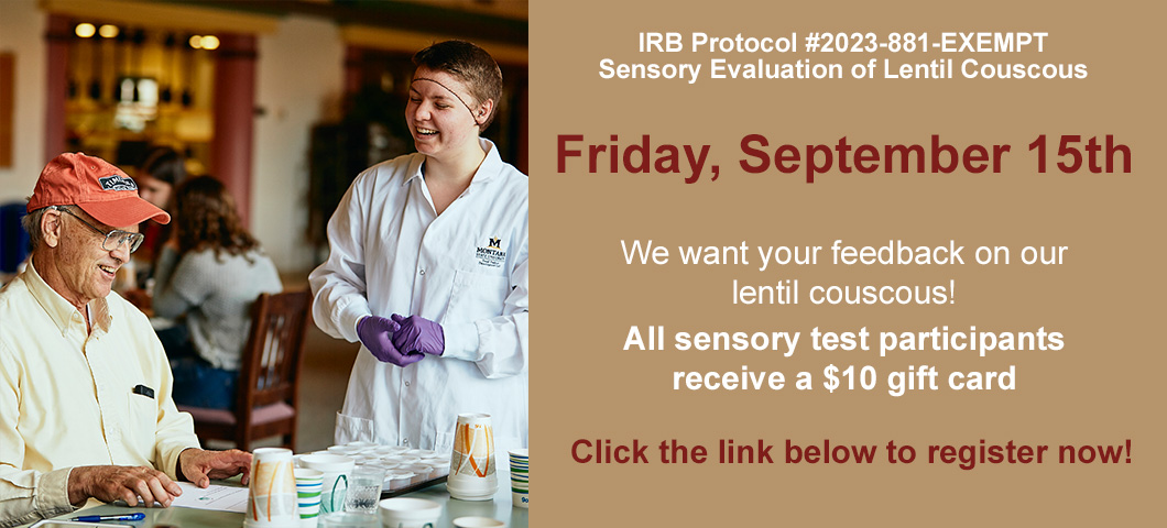 Register now for our lentil couscous sensory test on Friday, September 15th!
