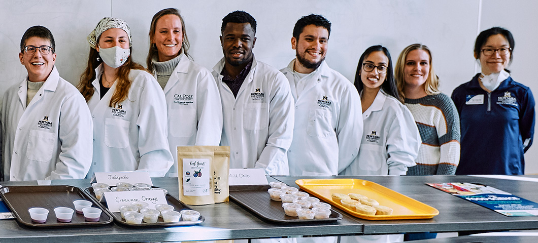 FPDL students, led by Dr. Wan-Yuan Kuo (right) present their product samples for consumer testing