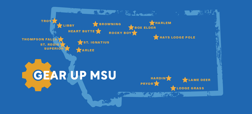 Map of Montana's GEAR UP High Schools