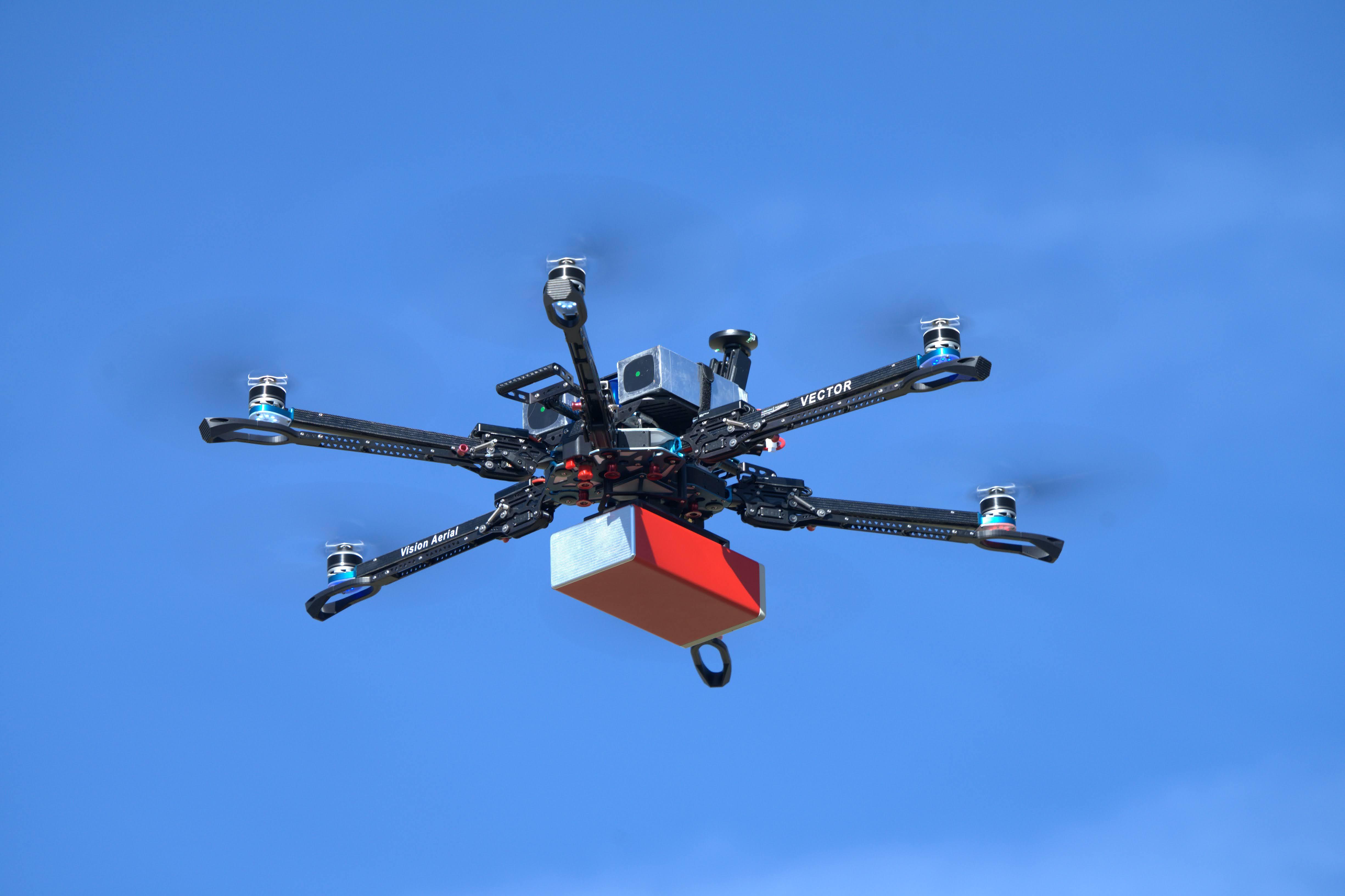 Drone flying in the sky