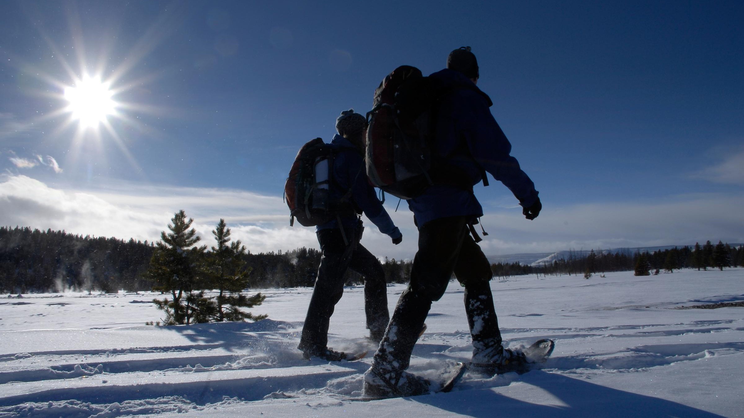 Students walking together in the snow.