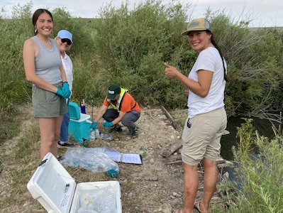 Crow Water Quality Project interns sample water and sediments for PFAS and other contaminants, Crow Reservation,  MT.