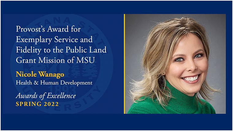 Nicole Wanago wins Provost's Award for Exemplary Service and Fidelity to the Public Land Grant Mission