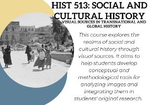 This course explores the realms of social and cultural history through visual sources. It aims to help students develop conceptual and methodological tools for analyzing images and integrating them in students' original research.