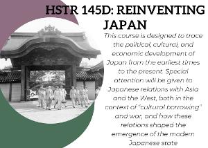 This course is designed to trace the political, cultural, and economic development of Japan from the earliest times to the present. Special attention will be given to Japanese relations with Asia and the West, both in the context of “cultural borrowing” and war, and how these relations shaped the emergence of the modern Japanese state