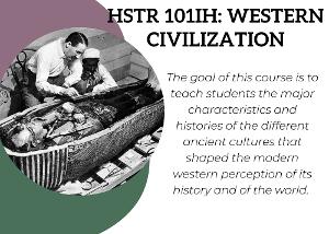 The goal of this course is to teach students the major characteristics and histories of the different ancient cultures that shaped the modern western perception of its history and of the world.