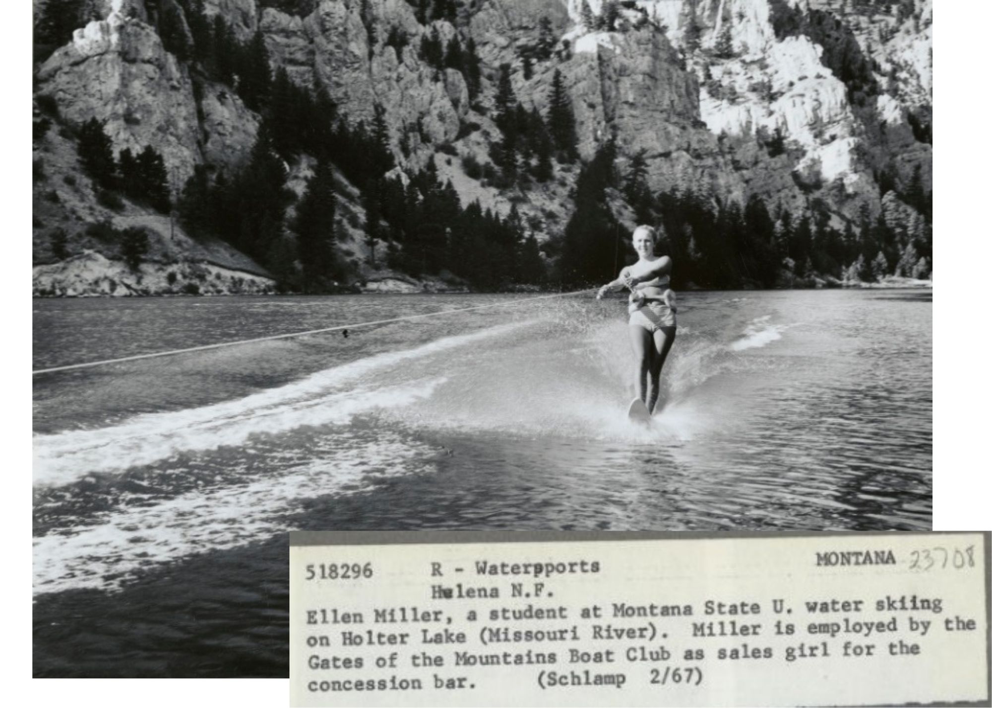 1967 MSU Student Water Skiing in Missouri River