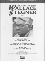 Poster of 1992 Stegner Lecture with Wallace Stegner