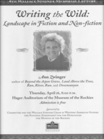 Poster of 1998 Stegner Lecture with Ann Zwinger