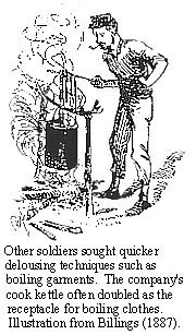 Soldier boiling cloths