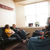 Headwaters residents socializing in living room