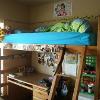 lofted bunk bed and desk