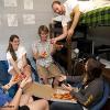 Langford Residents and guest eating pizza