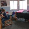 Roskie resident studying at their desk in their roskie single room