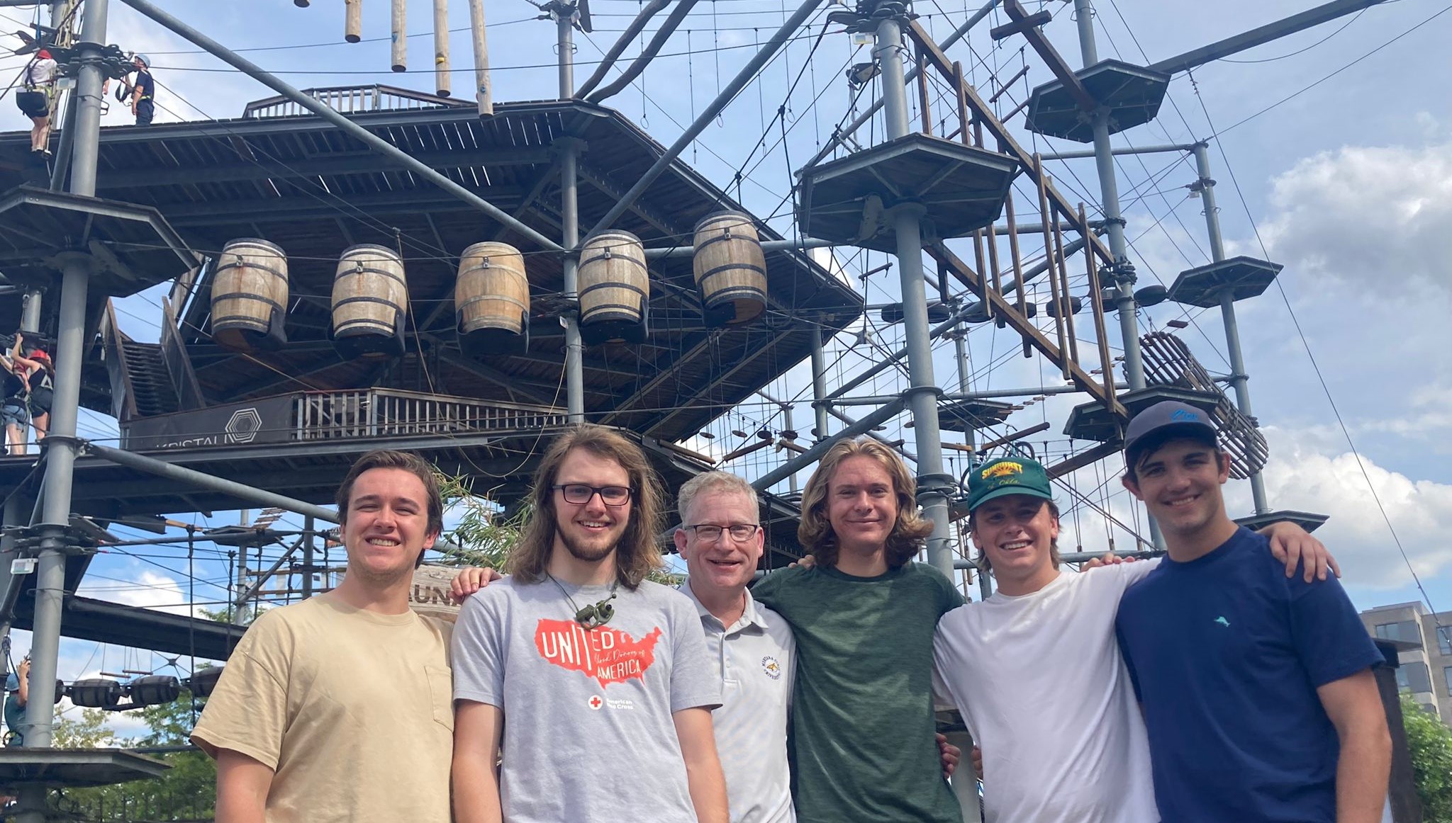 Dr. John Paxton with Computer science students at a ropes course in Germany