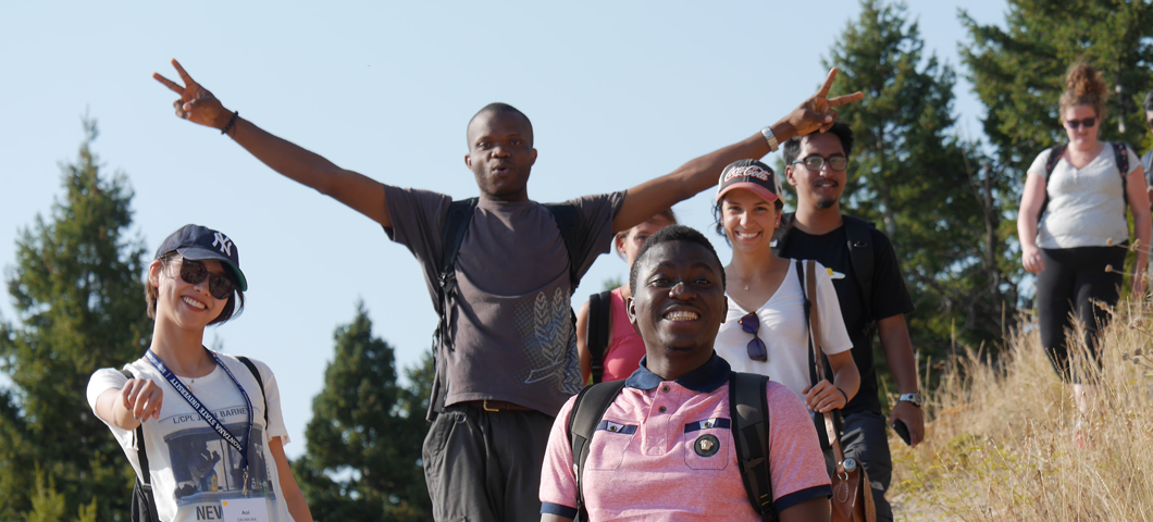 International students hike the "M" in Bozeman during Fall Orientation