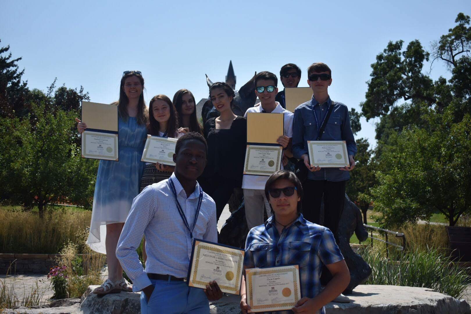 EducationUSA Academy students pose with their certificates
