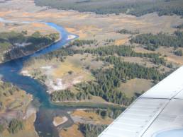 Views of Yellowstone National Park from an airplane