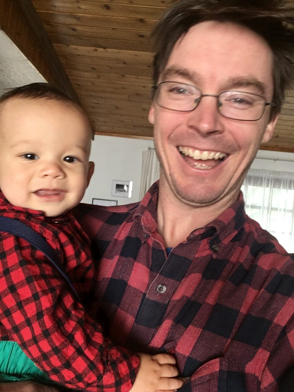 a photo of David Lyons, with his son
