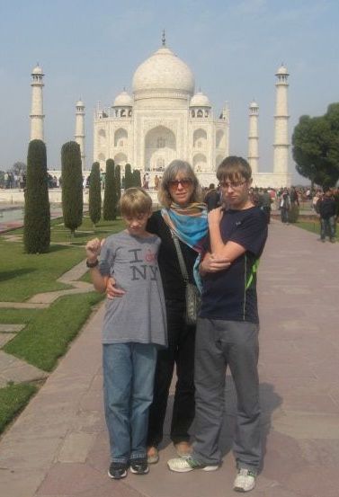 Patty in India with her sons
