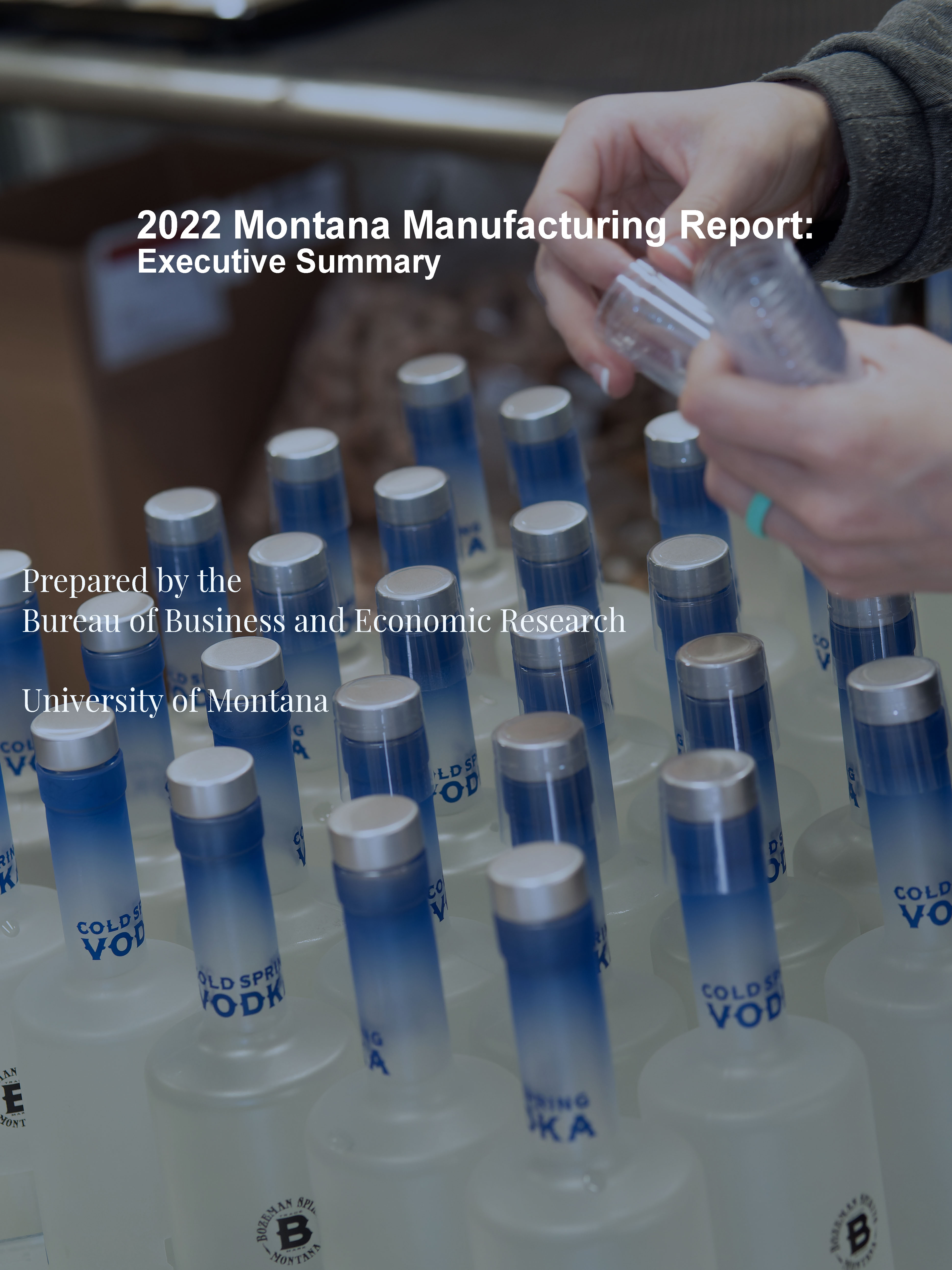 Report title plus image of bottling operation