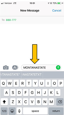 Opt In Step Two, type Montana State, all one word into the message box and hit send  