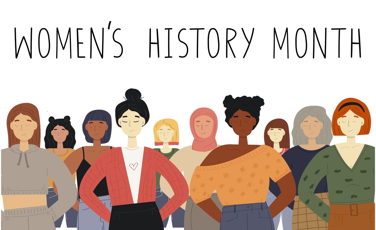 Women's History Month Banner freaturing women of all skin color