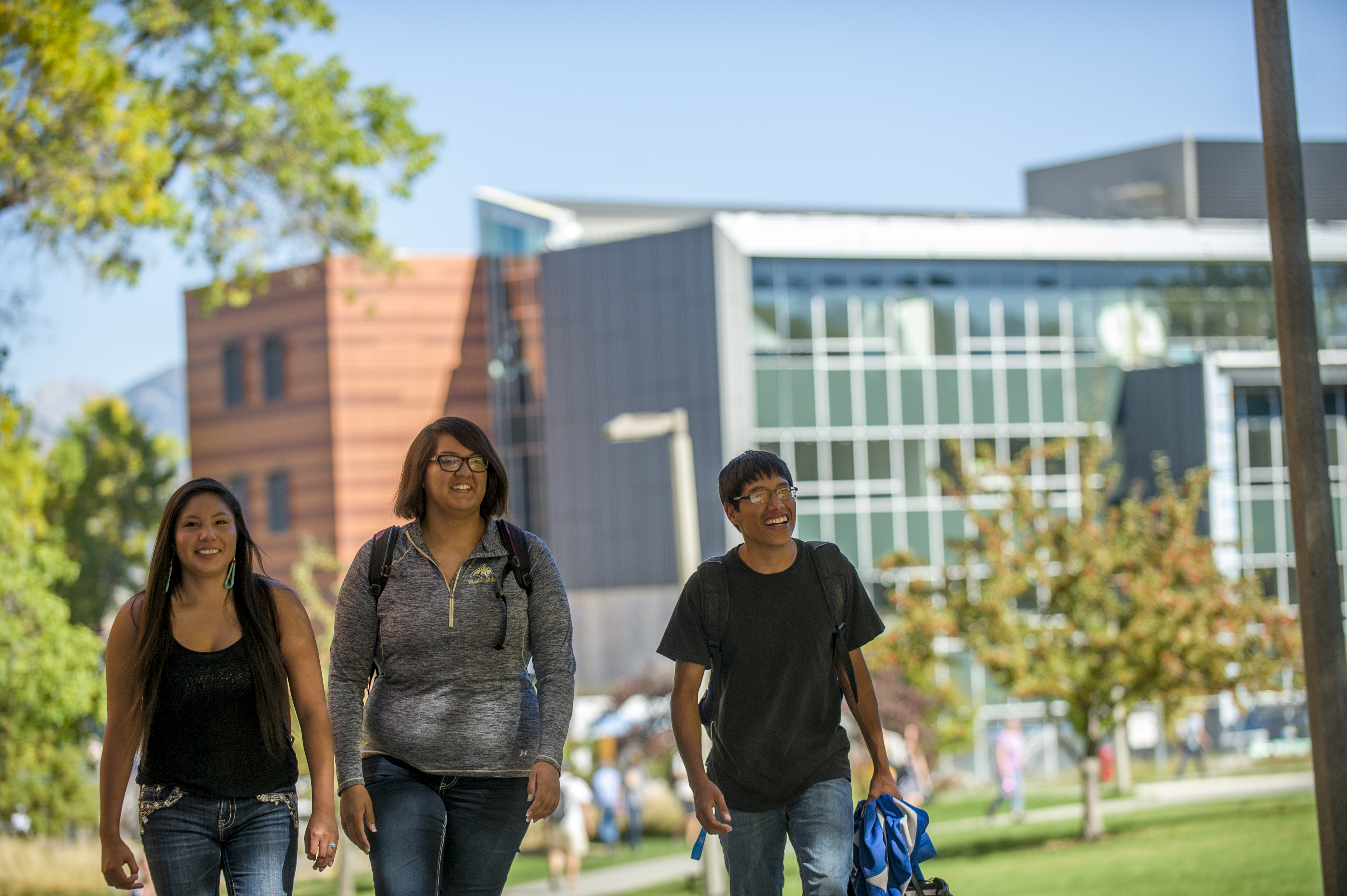 native american students walking to class