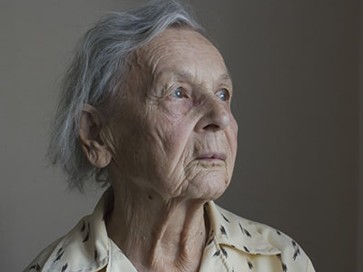 elderly woman looking away