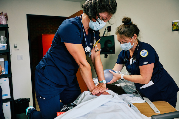 Nurse performing CPR