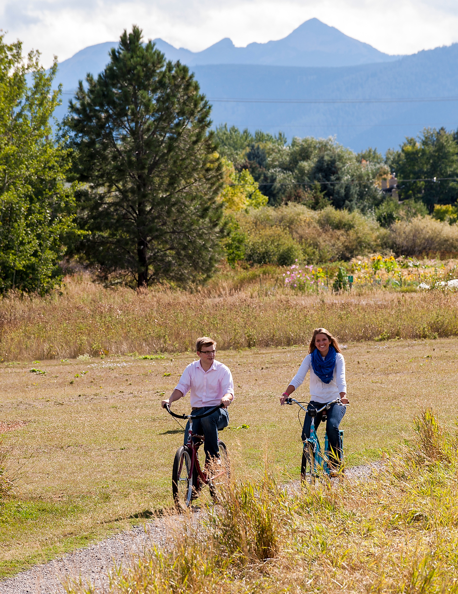 students riding bycicles