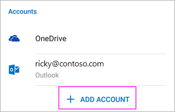 Screenshot of Add Account link