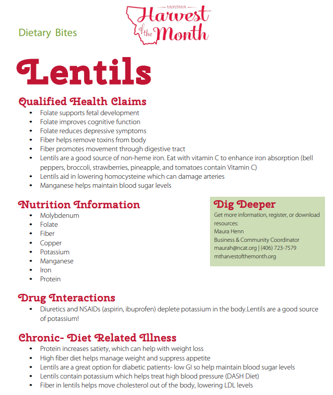 HOM Lentils Nutrition Info