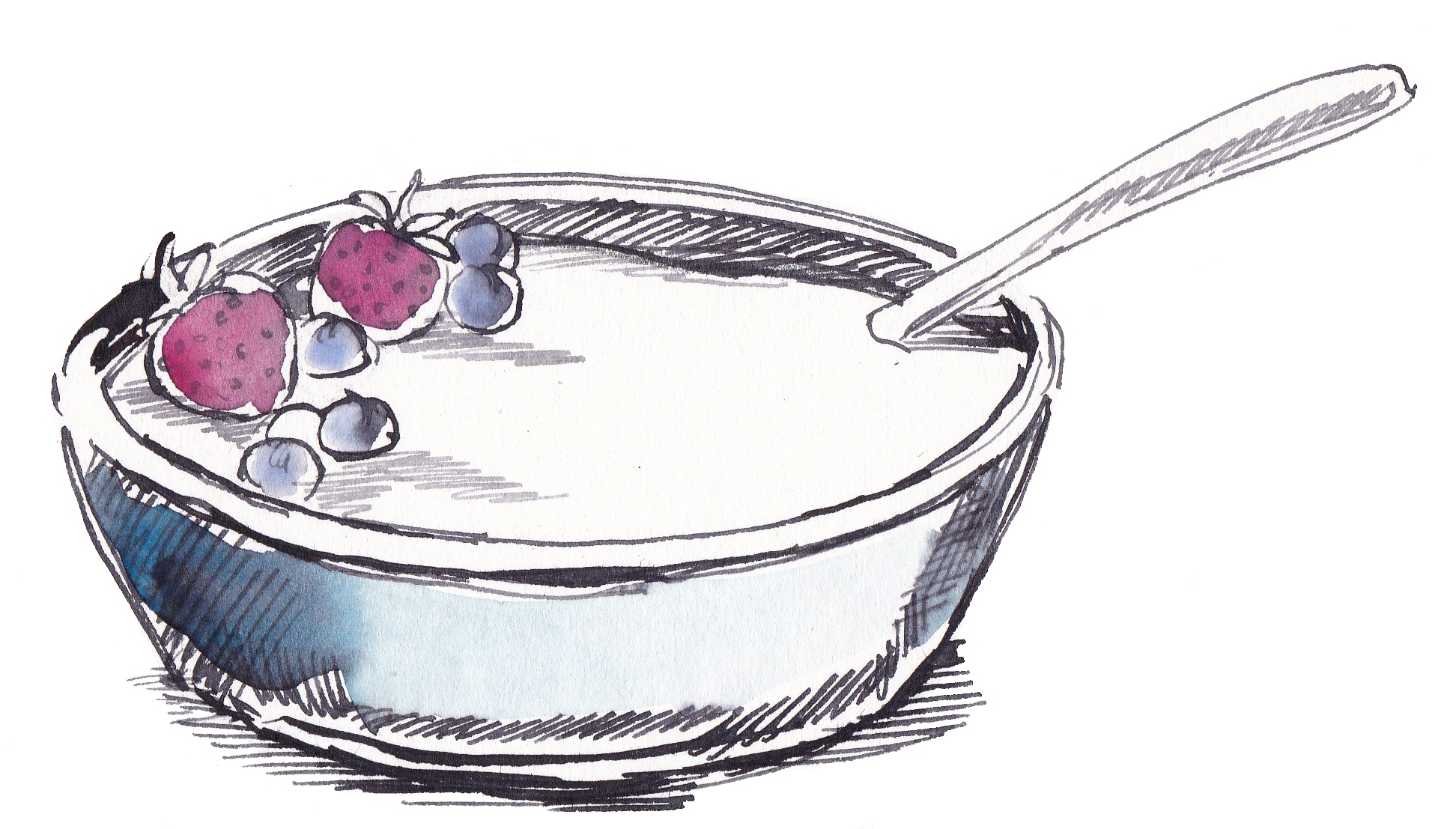 Watercolor illistration of yogurt bowl